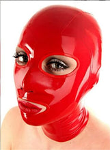 Load image into Gallery viewer, GITDOT Sexy Latex Head Cover Red Latex HeadMask All Inclusive Latex Hood, Zipper Open for Party Club Wear Role Play, Medium
