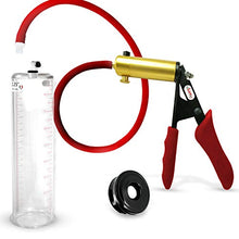 Load image into Gallery viewer, LeLuv Penis Vacuum Pump Ultima Handle Red Premium Ergonomic Grips &amp; Uncollapsable Slippery Hose Bundle with Soft TPR Seal - 9&quot; Length x 2.25&quot; Diameter Cylinder
