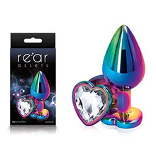 Load image into Gallery viewer, Rear Assets Anal Butt Plug - Multicolor - Medium - Heart-Shaped (Clear Jewel)
