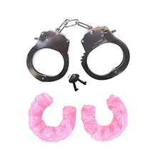 Load image into Gallery viewer, JASINCESS Plush Handcuffs with Keys Toy Handcuffs Stage Costume Props (Pink-1)
