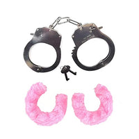 JASINCESS Plush Handcuffs with Keys Toy Handcuffs Stage Costume Props (Pink-1)