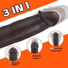 Load image into Gallery viewer, 9.8&quot; Thrusting Dildo Vibrator for Women, Realistic Vibrating Dildo with Remote Control 3 Telescopic &amp; 5 Vibrations Modes, Silicone Telescopic Dildo Sex Toys for Couple G-spot Anal Stimulation Brown
