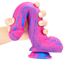 Load image into Gallery viewer, Double Layered Silicone Realistic Dildo Lifelike with Strong Suction Cup for Hands-Free Play, Realistic Penis for G-Spot Stimulation Adult Anal Sex Toys Unisex Couples Strap-on Compatible Cotton Candy
