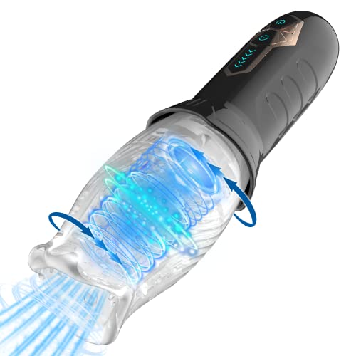 Automatic Rotating Male Masturbator Cup, Vibrating Male Masturbators with 5 Rotations & 10 Vibrations, Electric Pocket Pussy Male Stroking Toy for Penis Stimulation Adult Blowjob Male Sex Toys for Men