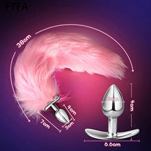 Load image into Gallery viewer, wangbo11 Luminous LED Lighting Metal Silicone Butt Anus Sex Toy Couples Women Cosplay Animal Fox Ass Anal Plug with Tail Anal Fur Tail (Color : Short White A)
