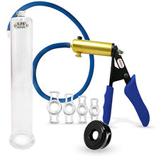 Load image into Gallery viewer, LeLuv Ultima Blue Premium Vacuum Penis Pump Ergonomic Silicone Grip, Uncollapsable Hose w/Sleeve &amp; C. Rings - 12&quot; x 1.75&quot; Diameter
