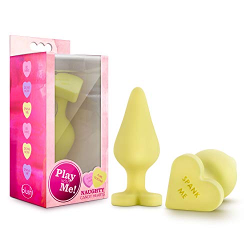 Blush Naughty Candy Heart - Smooth Satin Silicone Heart Shaped Bottom Anal Butt Plug Sex Toy for Men and Women - Yellow