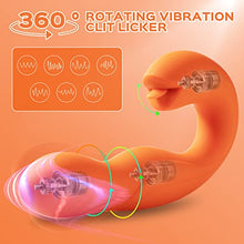 Load image into Gallery viewer, Clitoral Licking Rotating G Spot Vibrator Honey Play Box Joi  3 in 1 Clit Tongue Dildo Vaginal Vibrating Stimulator Adult Sex Toys with 7 Rotating&amp; 7 Clit Licking Modes Massager Butt Plug (Orange)
