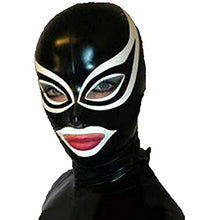 Load image into Gallery viewer, DORAFEI Latex Hood with White Trim Open Unique Eyes and Mouth Unisex Rubber Mask (S)
