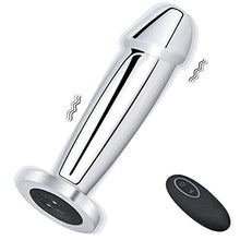 Load image into Gallery viewer, Vibrating Anal Plug Dildo with Remote Control, Rechargeable Metal Butt Plug Prostate Massager with 10 Modes, Magnetic Suction Charging Anal Vibrator Adult Sex Toys for Men, Women and Couples (L)
