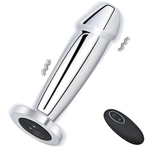 Load image into Gallery viewer, Vibrating Anal Plug Dildo with Remote Control, Rechargeable Metal Butt Plug Prostate Massager with 10 Modes, Magnetic Suction Charging Anal Vibrator Adult Sex Toys for Men Women and Couples (S)
