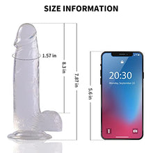 Load image into Gallery viewer, ROVOZAR 7.87 Inch Realistic Dildo, with Strong Suction Cup and Testis for Hands-Free Play, TPE Transparent Safety Material,
