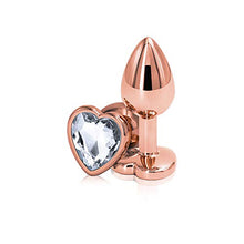 Load image into Gallery viewer, Rear Assets Anal Butt Plug - Rose Gold- Small - Heart-Shaped (Clear Jewel)
