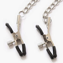 Load image into Gallery viewer, EROOLU Nipple Clamps, Nipple Clip Clamps with Chain, Adjustable Weight Metal Nipple Clamps, Non-Piercing Metal Stimulator Nipple Clips (Black)
