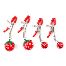 Load image into Gallery viewer, 1 Pair Cute Strawberry Nipple Clamps Decorative Nipple Clamps with Bells Nipple Clips for Women Pleasure Adult Sexual Toys for Couples (Large Bell)
