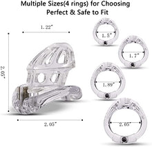 Load image into Gallery viewer, Male Chastity Cage Lightweight Cock Cage Device Sex Toys for Man with 4 Sizes Rings and Invisible Lock
