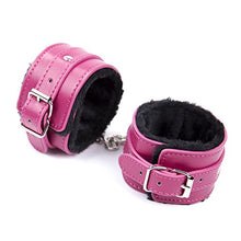 Load image into Gallery viewer, SOIMISSAdjustable PU Leather Plush Handcuffs Restraining Toy Adult Bondage Pleasure Toy (Rosy Feet Cuffs)
