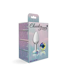 Load image into Gallery viewer, Viben Toys  Cheeky Charms Butt Plug  Body Safe Aluminum Alloy, Lightweight Anal Plug  Silver Round Clear Iridescent Acrylic Gemstone  Small
