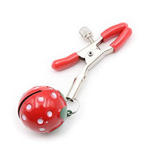 Load image into Gallery viewer, 2PCs Cute Nipple Clamps with Strawberry Bells Pendant, Nipple Clips Toys for Own Use or Flirting, Nipple Clamps Adjustable Nipple Clips, Nipple Clamps Non Piercing (Large Bells)
