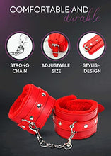 Load image into Gallery viewer, Red Fluffy Handcuffs Sex Adults - Red Sex Handcuffs Fluffy - Adjustable BDSM Fluffy Handcuffs - Fluffy Wrist Handcuffs
