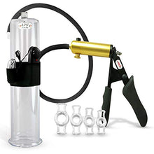 Load image into Gallery viewer, LeLuv Ultima Black Vibrating Vacuum Penis Pump Ergonomic Silicone Grip &amp; Cylinder w/ 4 Cock Rings - 12&quot; x 2.75&quot;
