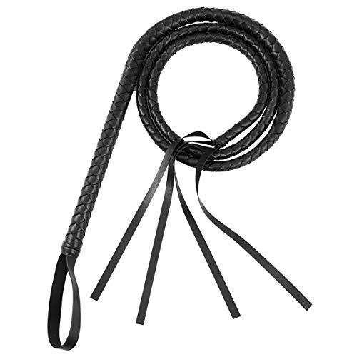 KESYOO Leather Bull Whip Flogger Flirting Spanking Bondage Game Toy Cosplay Costume for Adult Couple Lover Accessories Black