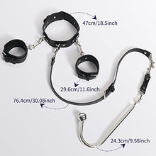 Load image into Gallery viewer, BDSM Sex Bondage Restraints Kits Anal Hook Butt Plug with Handcuffs Collar Choker, Dual-layer Leather Strap Rope Cuff Bondage Set, Kinky Fetish Sex Toy for Women Men Couples Pleasure SM Slave Sex Game
