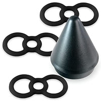 LeLuv Loop Handle Tension Rings Eyro Slippery Black Silicone Bundle with Easyop 2.25 inch Loader Cone .5 inch Unstretched Diameter 3 Pack