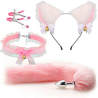 YIXISM Erotic Three Sets Set of Posterior Anal Plug Male and Female Apparatus Sex Sm Metal Erotic Set Fox Tail (Color : Pink4set)