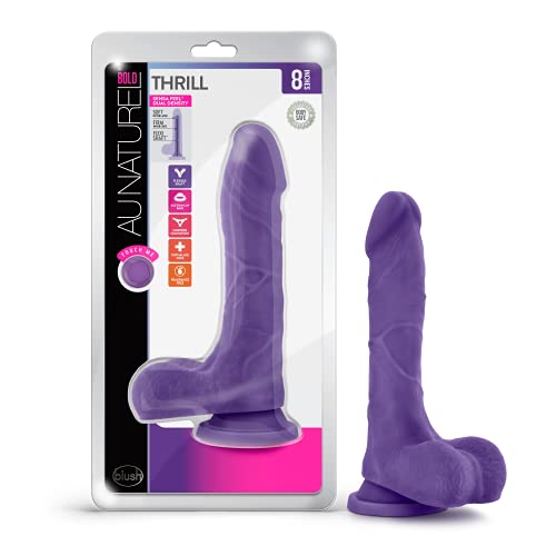 Blush Au Naturel Bold Thrill 8.5 Inch Super Soft Realistic Sensa Feel Dual Density Flexishaft Dildo - Sex Toy for Women, Men and Couples - Purple