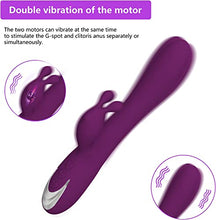 Load image into Gallery viewer, G Spot Rabbit Vibrator Dildo for Women Vaginal Health, G-spot Vibrator with Bunny Ears Licking, 10 Vibration Anal Vibrating for Woman, Waterproof Clitoral Clit Stimulation Adult Sex Toys (Purple)
