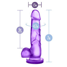 Load image into Gallery viewer, Blush B Yours Sweet n Hard 4 - Soft Realistic Lifelike 7 3/4 Inch Dildo - 1.5&quot; Wide - Sturdy Strap On Harness Compatible Suction Cup for Hands Free Play - Sex Toy for Women Couples - Clear Purple
