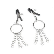 Load image into Gallery viewer, 2 PCs Nipple Clamps with Metal Ring, Adjustable Nipple Clips Clamps for Women Men, Breast Massage Nipple Clamps Non Piercing, Nipple Toys for Sex Pleasure (Ring&amp;Chains)
