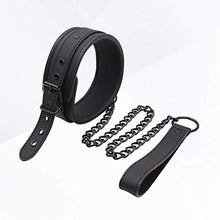 Load image into Gallery viewer, Amosfun Leather Leash Choker Neck Bondage Bed Sexy Harness Restraints for Couples Lovers Black
