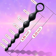 Load image into Gallery viewer, Anal Beads, Silicone Flexible Anal Chain Butt Plug with 7 Gradual Balls and Pull Loop Prostate Massager G-spot Stimulator TJIJP Anal Training Sex Toy for Beginner 8.23 inch, Black
