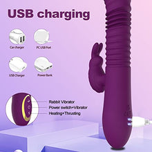 Load image into Gallery viewer, Thrusting Rabbit Vibrator for Women, TYFURENA G Spot Rotating Dildo Vibrator with 6 Thrust Action 10 Vibration, Heating Stimulator for Clitoral Anal Play, Rechargeable Silicone Adult Sex Toy
