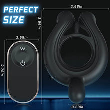 Load image into Gallery viewer, Vibrating Cock Ring 3 Bullets Penis Rings, 9 Vibration Modes Male Sex Toys, Remote Control Clit Stimulator Testicle Stimulation Mens Vibrator Adult Toys for Men Couples
