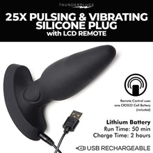 Load image into Gallery viewer, THUNDERPLUGS 25X Pulsing and Vibrating Silicone Plug with Remote
