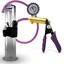 Load image into Gallery viewer, LeLuv Ultima Purple Premium Vibrating Penis Pump with Ergonomic Grips and Silicone Hose, Protected Gauge Gauge | 12&quot; Length - 2.25&quot; Diameter Wide Flange Cylinder
