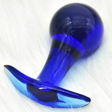 Load image into Gallery viewer, MEBAULT Glass Anal Plug Butt Plug with Curved Based for Comfortable Long Term Wear Blue Prostate Massager Sex Toy with Long Stem for Men Women Masturbation
