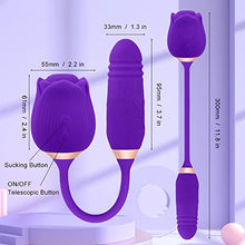 Load image into Gallery viewer, Rose Toy Vibrator for Women, 2 in 1 Nipple Sucker Oral Sex Vibrating Wand, G Spot Rose Vibrator, Clitoral Vibrator, Dildo Stimulator Vaginal and Anal Sex Toy, 1.0 Count
