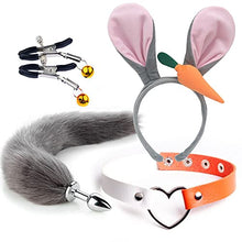 Load image into Gallery viewer, 4 Pcs Set Fun Cow Sheep Antelope Rabbit Sexy Maid Tie Ear Hairpin SM Metal Tail Anal Plug. Cosplay Neck Chest Bondage Accessories Sex Toy for Women Female Men Male Unisex (Antelope Red)
