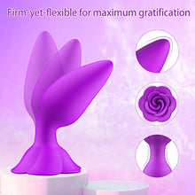 Load image into Gallery viewer, Rose Anal Plug Silicone Butt Plug for Anal Play, Anal Sex Toy Waterproof Adult Toy for Women Pleasure Purple
