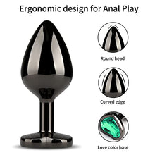 Load image into Gallery viewer, Hisionlee Butt Anal Plug Set, 3PCS Sex Toys Metal Anal Butt Plug Adult Toy with Crystal Diamond Beginner Anal Toy for Male Adult Unisex(Green)
