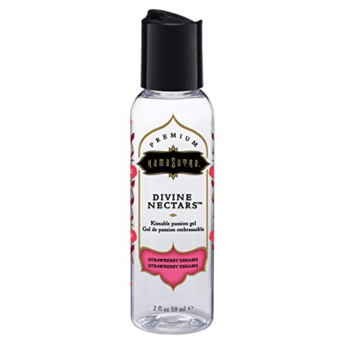 KAMA SUTRA Divine Nectars Strawberry Dreams 2 fl oz/59 ml - Slippery and Sweet Kissable Body Glide for All Over Sensual Massage