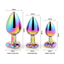 Load image into Gallery viewer, Rainbow Anal Plug Heart Shaped Butt Plug Metal Crystal Jewelry Anus Dilator Adult Sex Toys for Couples Gay Couples Butt Plug (Size : Small)
