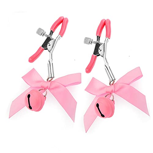 2PCs Cute Bowknot Nipple Clamps, Decorative Nipple Clips Clamps for Women Girl Pleasure, Breast Nipple Jewelry Toys (Pink)