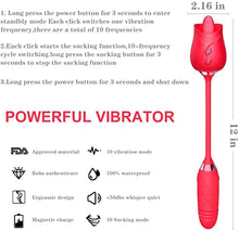 Load image into Gallery viewer, Rose Sex Stimulator for Women - 3 in 1 Clitoral Stimulator Tongue Licking Thrusting Dildo Vibrator, Rose Adult Sex Toys Games, Clitoris Nipple Licker for Women Man Couple Red
