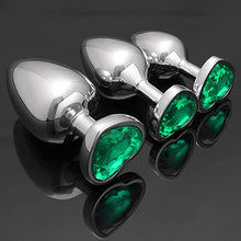 Load image into Gallery viewer, AKStore 3 Pcs Luxury Jewelry Design Fetish Heart Metal Anal Butt Plug(Green)
