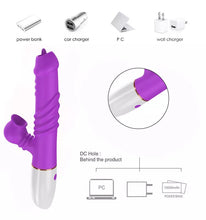 Load image into Gallery viewer, Realistic Rose Rabbit Vibrator Thrusting Dildo for Women, Licking Tongue G Spot Sex Toy with 3 Telescopic &amp; 10 Vibration Modes ,Clitoral Stimulator for Women Adult Sex Toys &amp; Games
